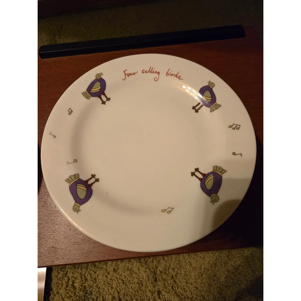 12 Days of Christmas Plate Set Complete 12 Piece Holiday Dessert Appetizer White
